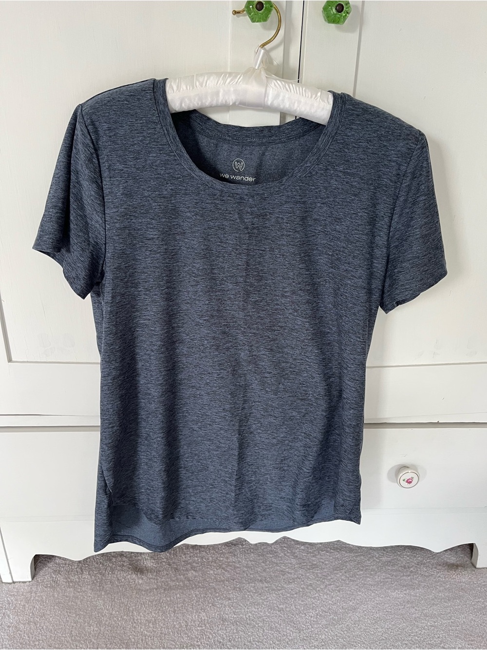 We Wander Heathered Slate Blue Performance Tee